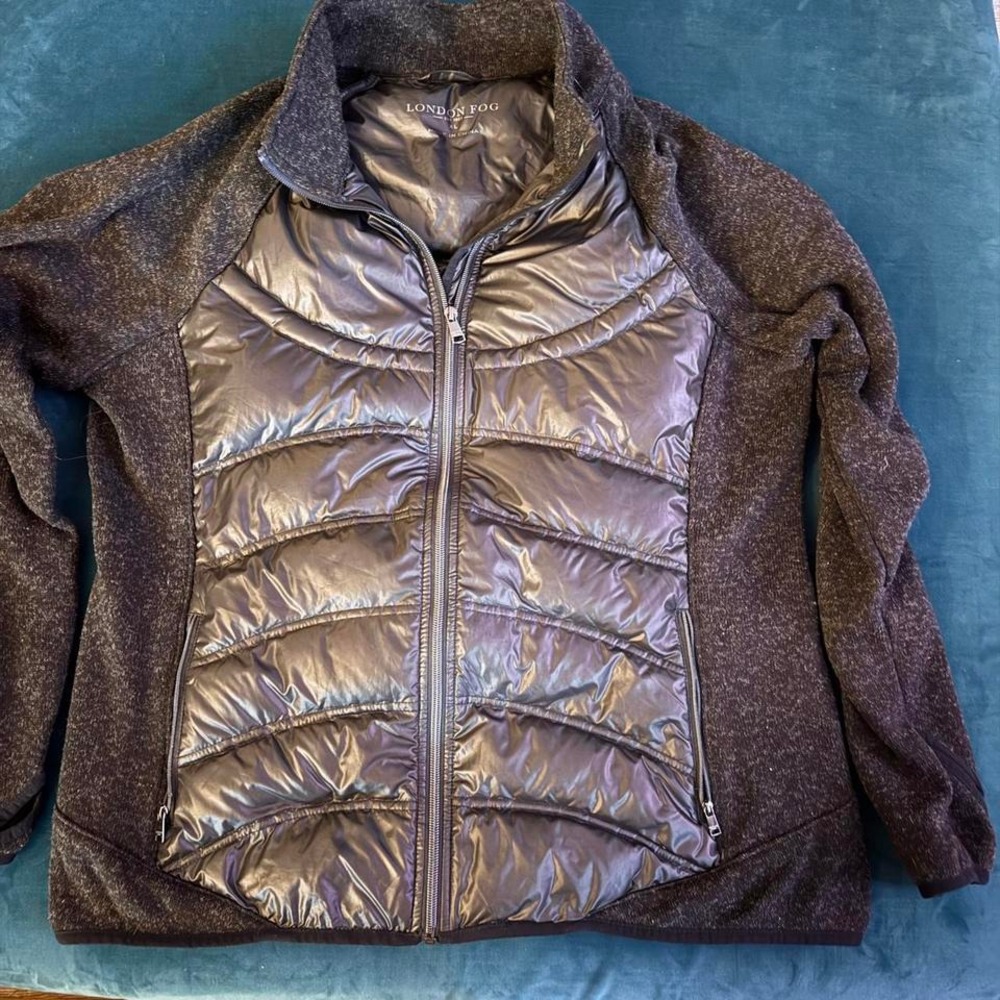 London Fog Women's XL Hybrid Jacket – Down & Fleece Panels‎